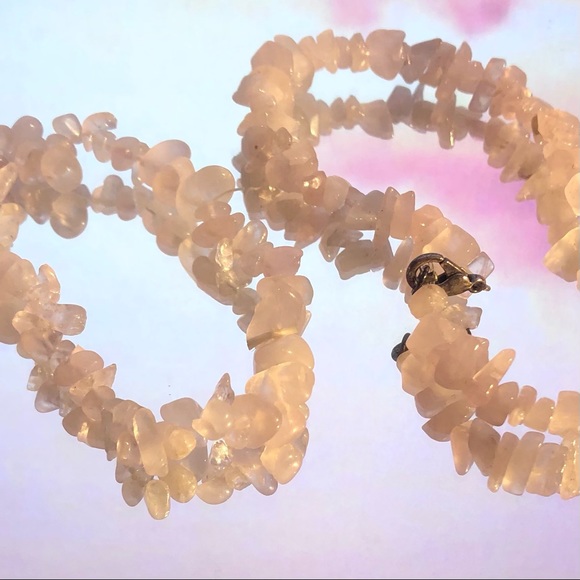 Rose quartz crystal anklet & bracelet set - Picture 2 of 2